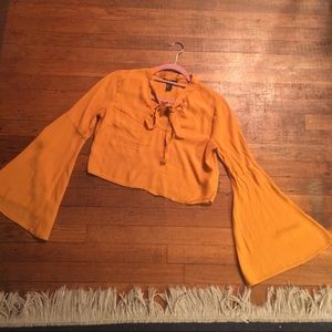 Forever 21 Mustard Bell Sleeve Crop Top ✨